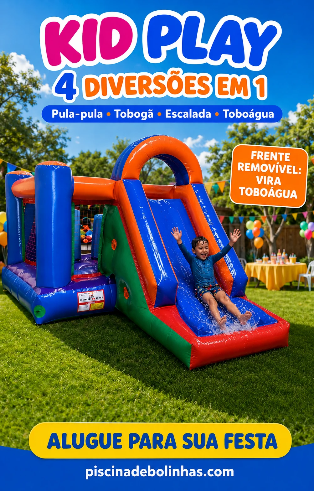 Aluguel de brinquedos em São Paulo - Kid Play com tobogã para festas infantis