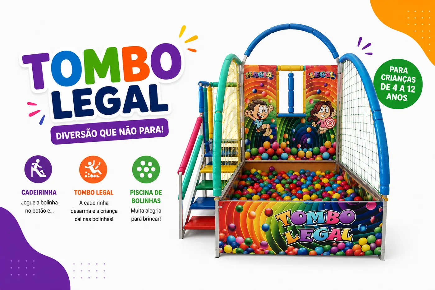 Tombo Legal com cadeirinha, alvo e piscina de bolinhas para festas